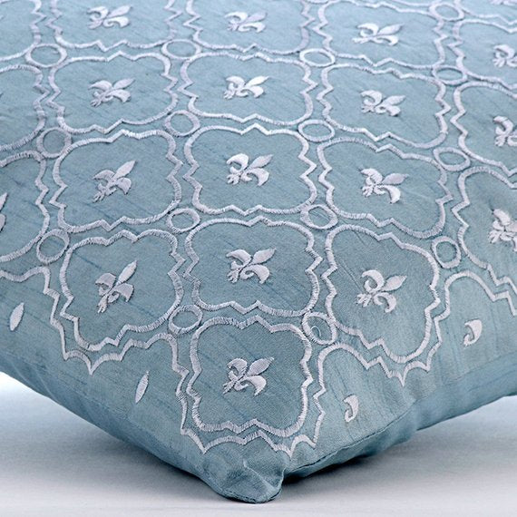 French Nautical - Light Blue Art Silk Decorative Euro Sham