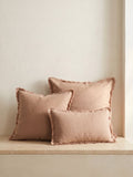 Fringe Linen Cushion Cover Café Crème