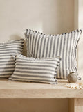 Fringe Linen Cushion Cover Thick Ink Stripe