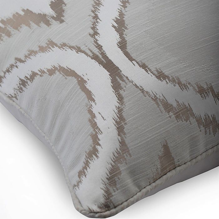 Frost Damask - Beige Jacquard Silk Throw Pillow Cover