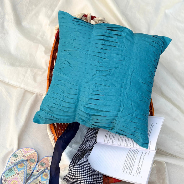 Gentle Waves - Turquoise Blue Art Silk Throw Pillow Cover