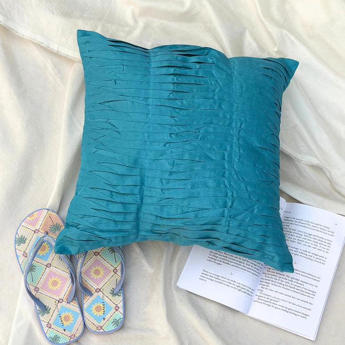 Gentle Waves - Turquoise Blue Art Silk Throw Pillow Cover