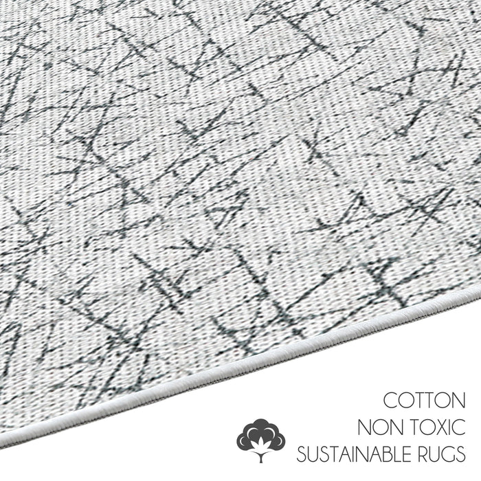 Geometric Design 3 Piece Bathroom Rugs Set |White