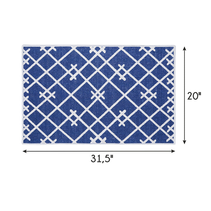 Geometric Design Multipurpose Floor Mat | 20"x31" | Navy