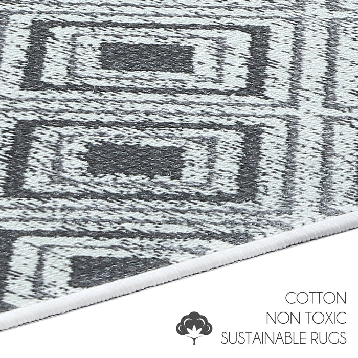 Geometric Design Non Skid Washable Kitchen Runner Rugs Set of 2| 44 x 24 and 31.5 x 20 Inches Floor Mats |Gray