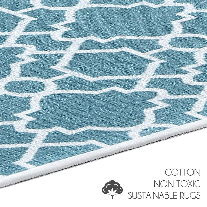 Geometric Graphic Design 3 Piece Bathroom Rugs Set | Teal