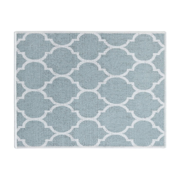 Geometric Pattern Large Dish Drying Mat for Kitchen Counter |24 x 18 x 0.25 Inches |Light Teal