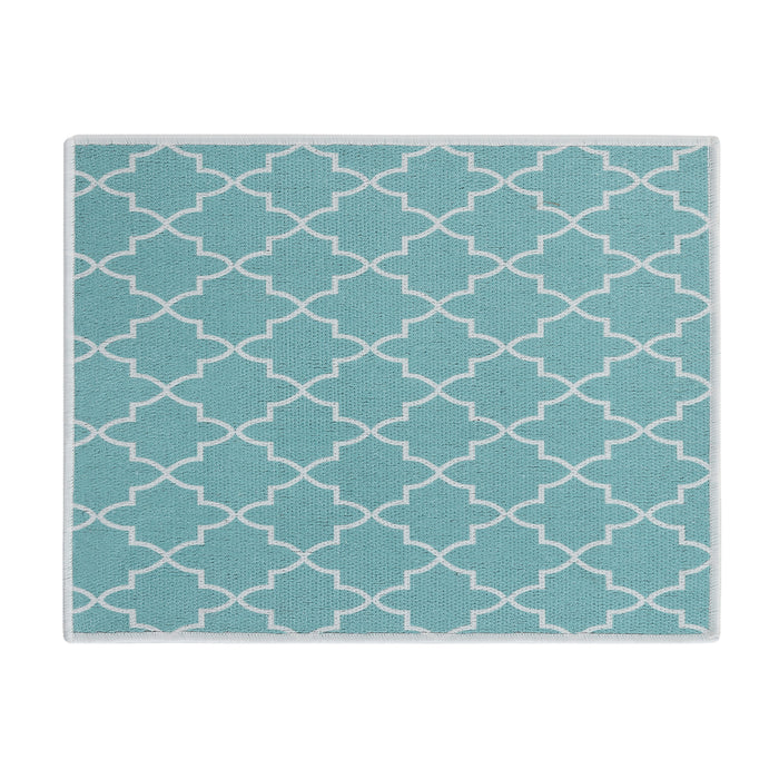 Geometric Pattern Large Dish Drying Mat for Kitchen Counter |24 x 18 x 0.25 Inches | Turquoise