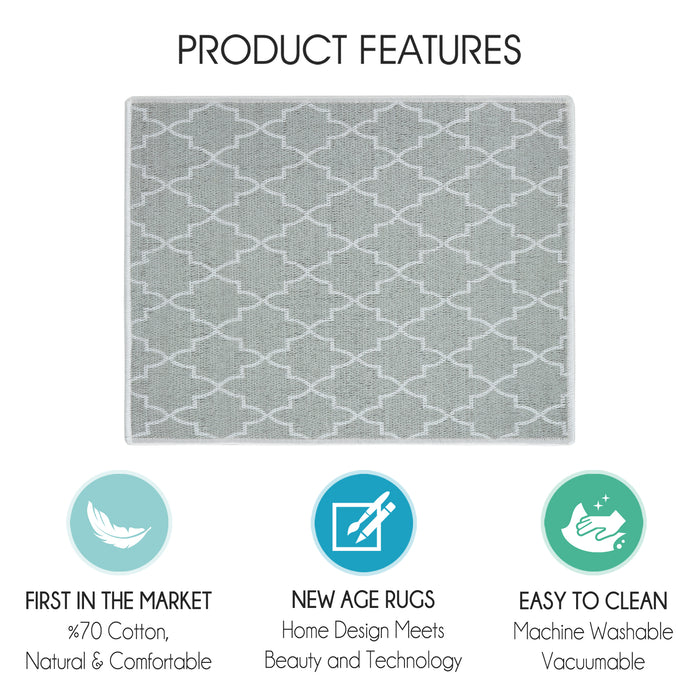 Geometric Pattern Large Dish Drying Mat for Kitchen Counter |24 x 18 x 0.25 Inches | Gray