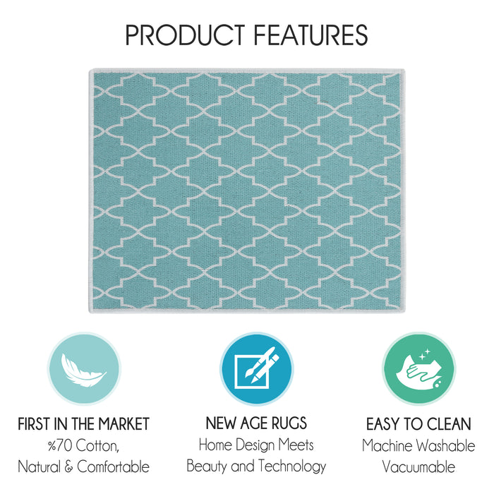 Geometric Pattern Large Dish Drying Mat for Kitchen Counter |24 x 18 x 0.25 Inches | Turquoise