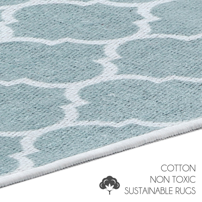 Geometric Pattern Large Dish Drying Mat for Kitchen Counter |24 x 18 x 0.25 Inches |Light Teal