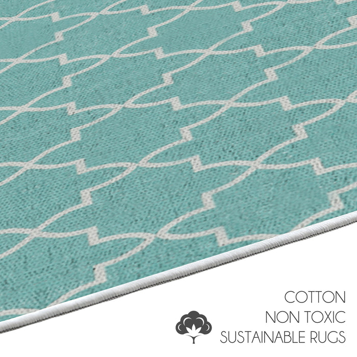 Geometric Pattern Large Dish Drying Mat for Kitchen Counter |24 x 18 x 0.25 Inches | Turquoise
