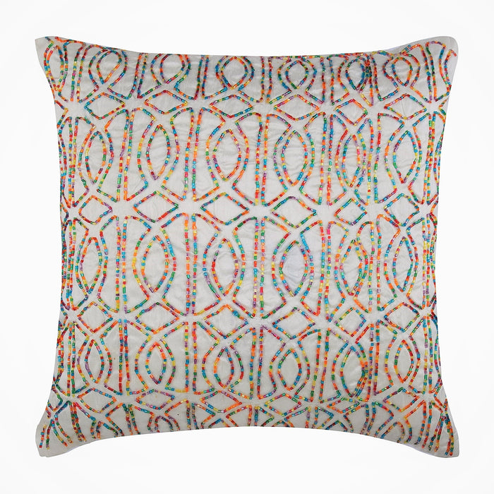 Geometric Royal Blue - Royal Blue Art Silk Decorative Euro Sham
