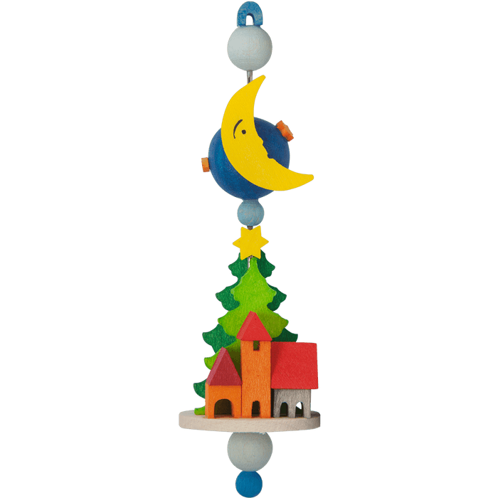 German Christmas Ornament: Winter Scene Spindle
