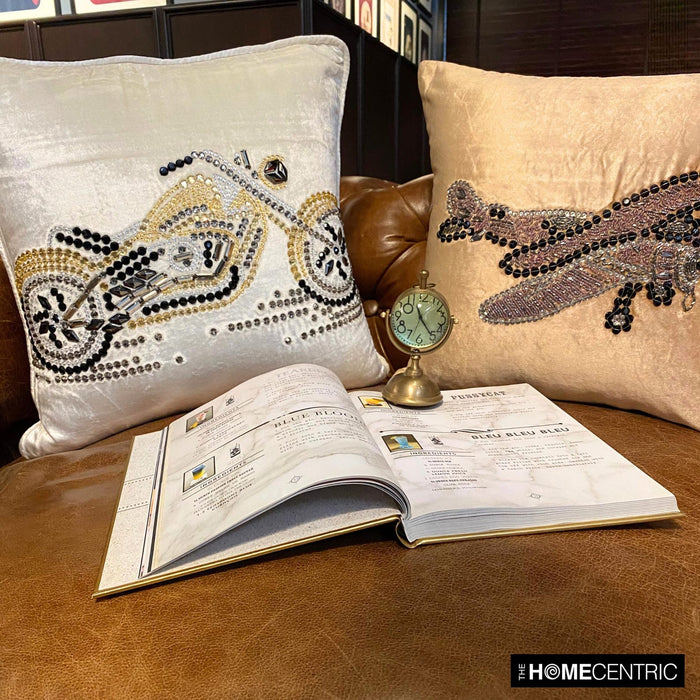 Glider By - Beige Velvet Throw Pillow Cover