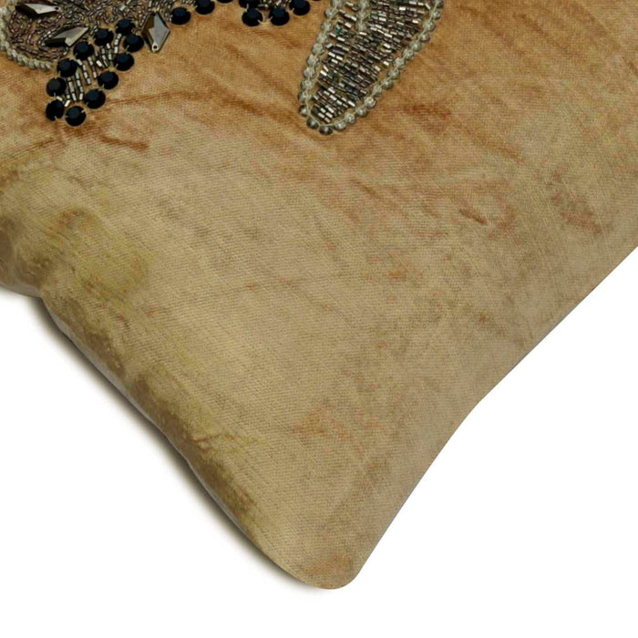 Glider By - Beige Velvet Throw Pillow Cover