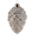 Glittered Glass Pinecone White Ornament