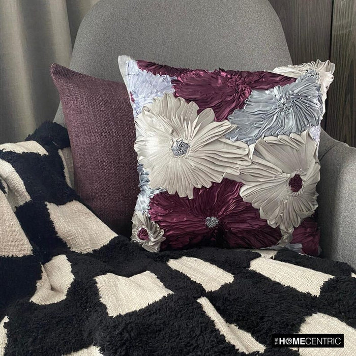 Glory In The Flowers - Purple Art Silk Throw Pillow Cover