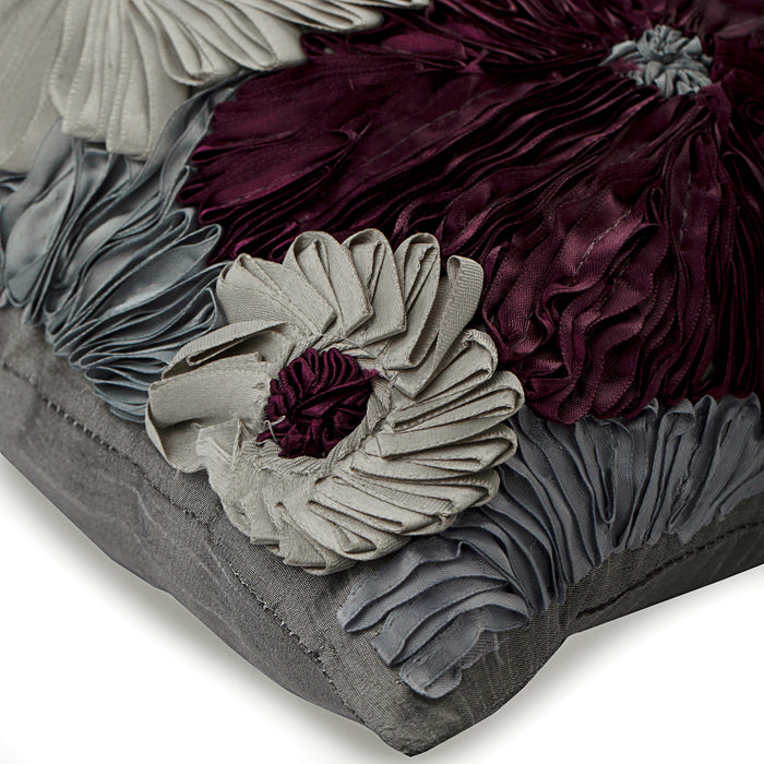 Glory In The Flowers - Purple Art Silk Throw Pillow Cover