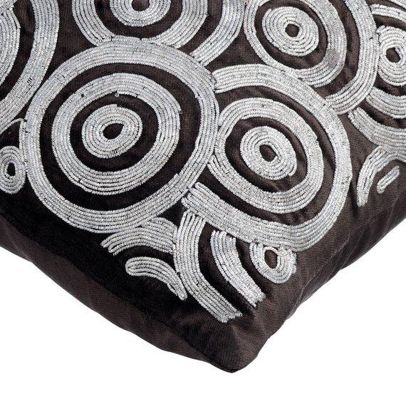 Go Silver Rings - Charcoal Gray Velvet Decorative Euro Sham