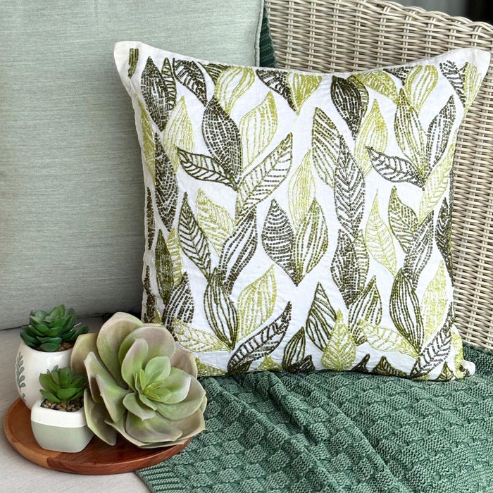 Going Tropical - Green Linen Decorative Euro Sham