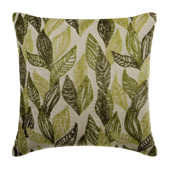 Going Tropical - Green Linen Throw Pillow Cover