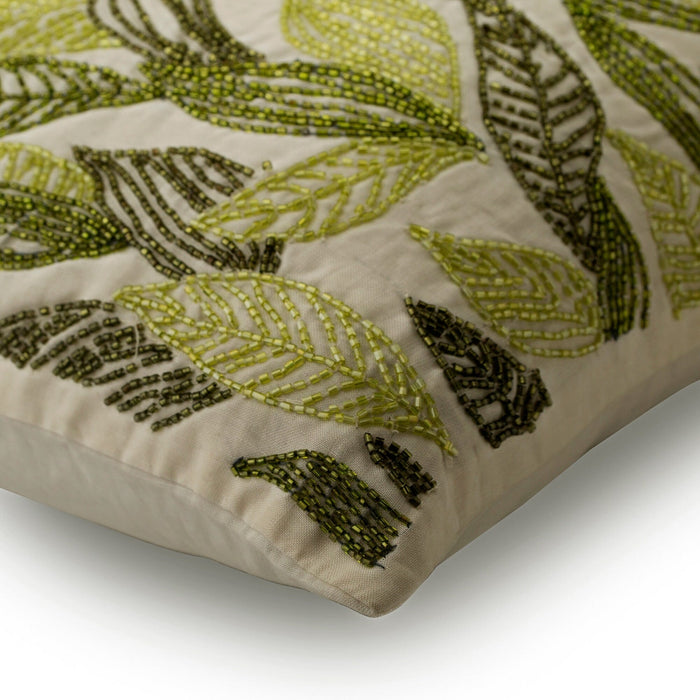 Going Tropical - Green Linen Throw Pillow Cover