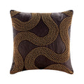 Gold Bead Trail - Brown Cotton Linen Decorative Euro Sham