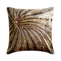 Gold Bloom - Brown & Gold Art Silk Throw Pillow Cover