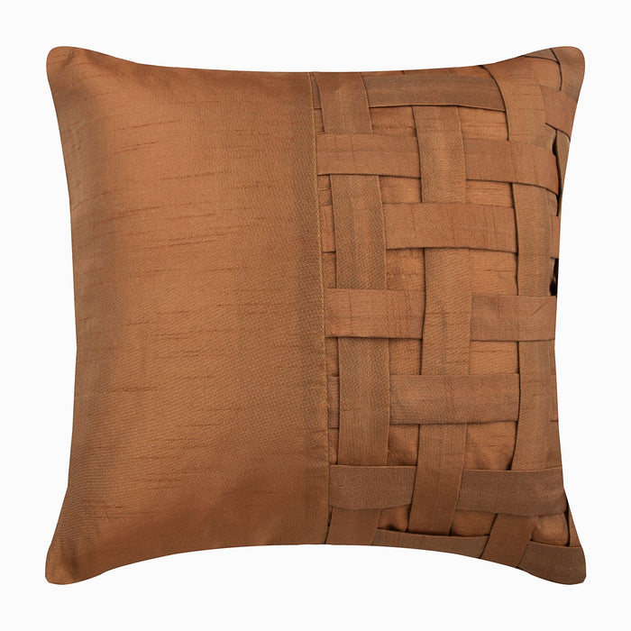 Gold Brown Bricks - Gold Brown Art Silk Decorative Euro Sham