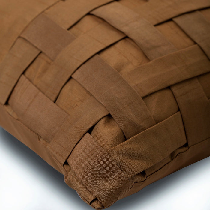 Gold Brown Bricks - Gold Brown Art Silk Throw Pillow Cover