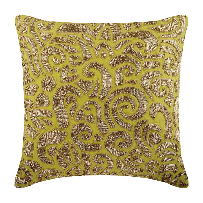Gold Carnival - Green Cotton Linen Decorative Euro Sham