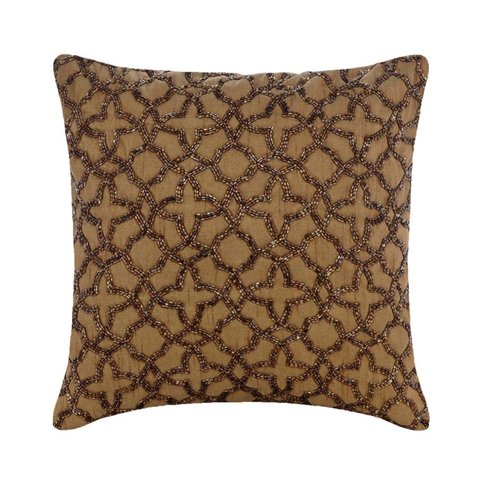 Gold Celebration - Gold Brown Art Silk Decorative Euro Sham