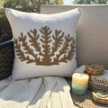 Gold Coral Hunt - Ivory Cotton Linen Decorative Euro Sham