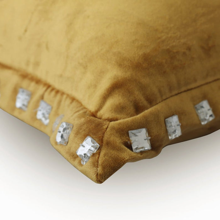 Gold Crystal Palace - Gold Velvet Throw Pillow Cover