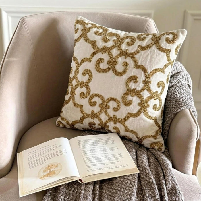 Gold Encrusted - Gold Cotton Linen Decorative Euro Sham