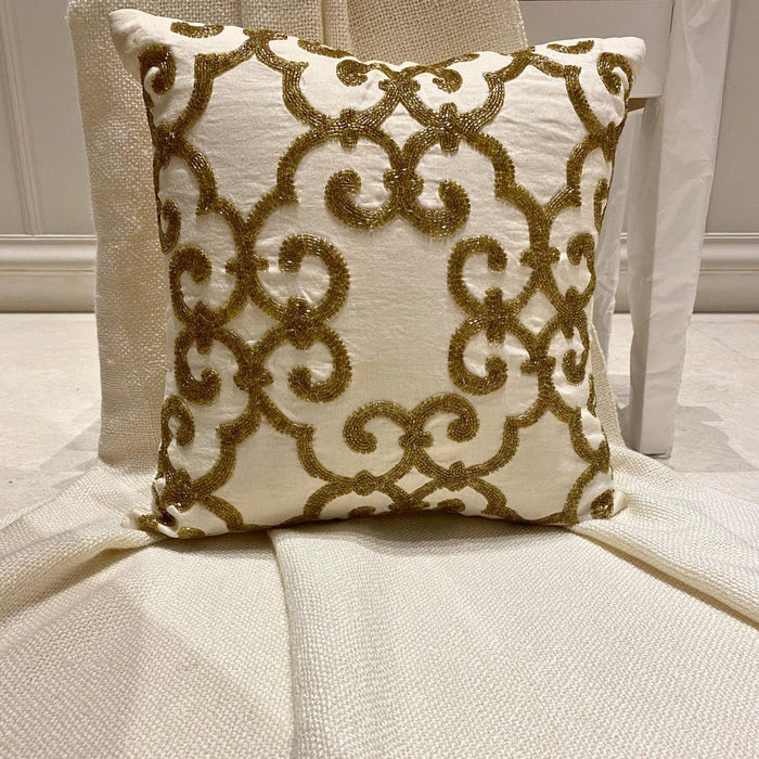 Gold Encrusted - Gold Cotton Linen Throw Pillow Cover
