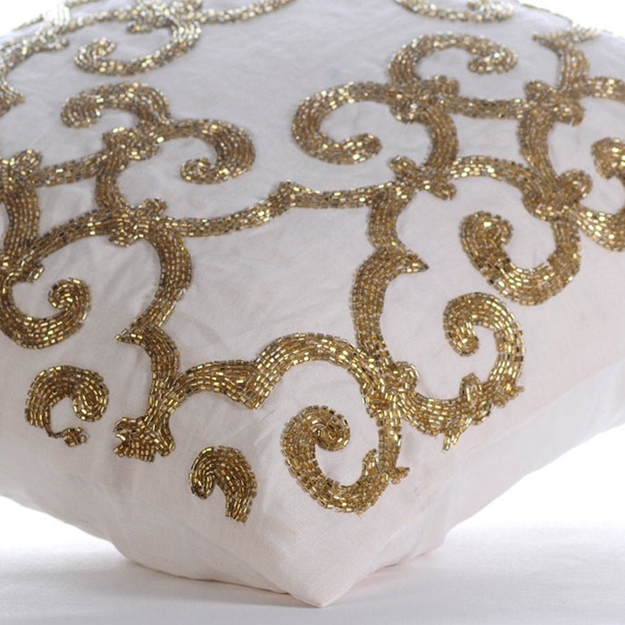 Gold Encrusted - Gold Cotton Linen Throw Pillow Cover