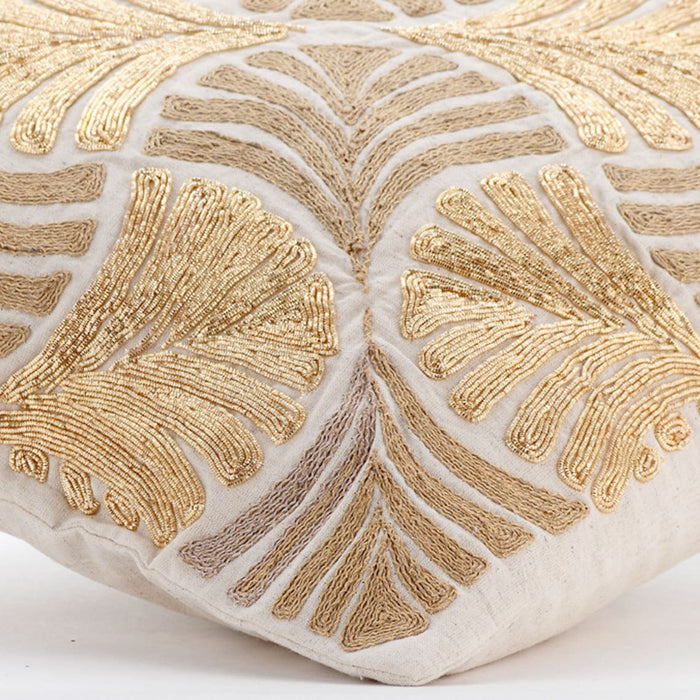 Gold Ginko Leaves - Gold Cotton Linen Decorative Euro Sham