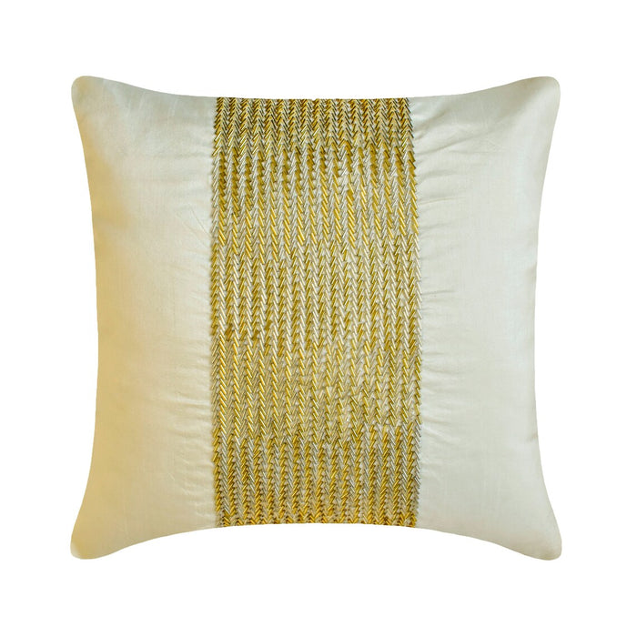 Gold Gleam - Ivory Art Silk Throw Pillow Cover