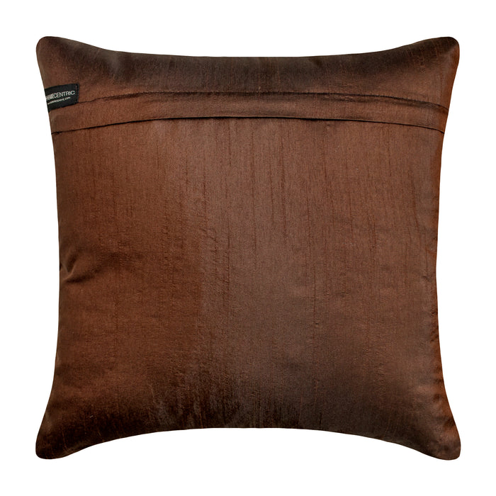 Gold Leaves - Brown Art Silk Throw Pillow Cover