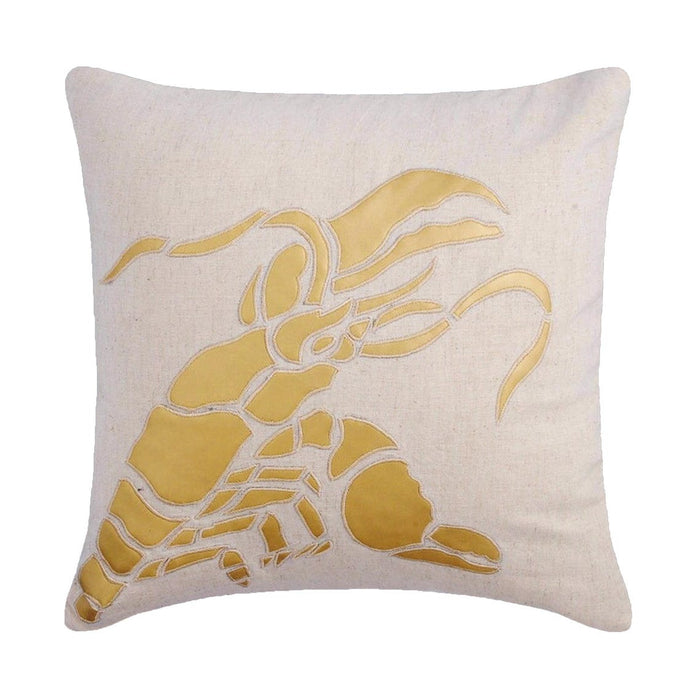 Gold Lobster - Natural Beige Cotton Linen Decorative Euro Sham