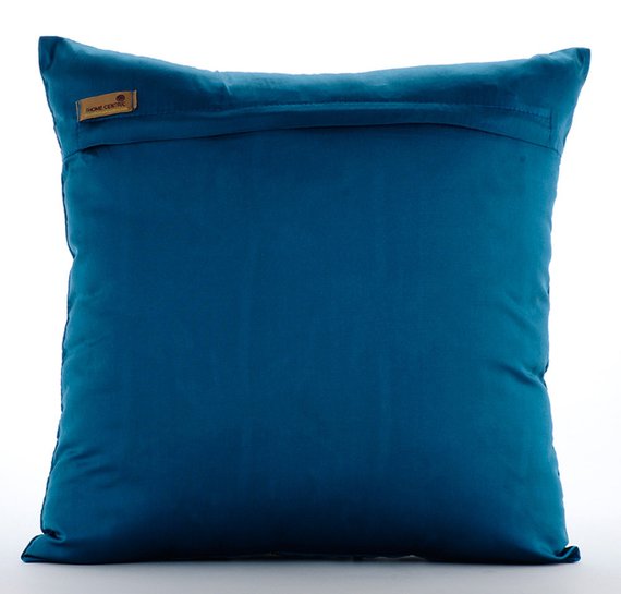 Gold Lotus Dreams - Teal Blue Taffeta Decorative Euro Sham