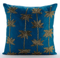 Gold Lotus Dreams - Teal Blue Taffeta Decorative Euro Sham