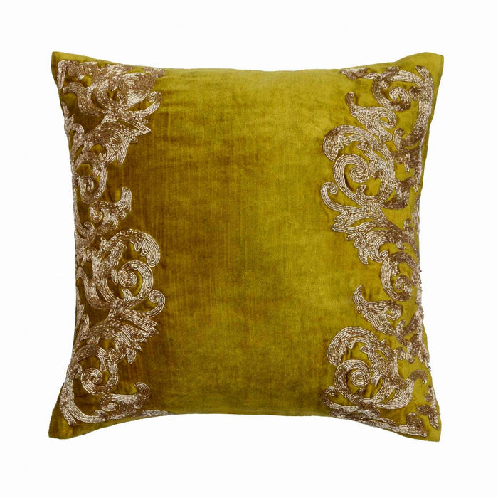 Gold Mythology - Lemon Grass Velvet Decorative Euro Sham