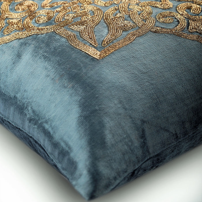 Gold Plated - Silver Velvet Decorative Euro Sham