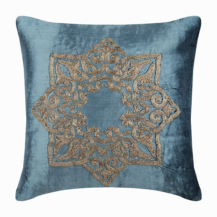 Gold Plated - Silver Velvet Decorative Euro Sham