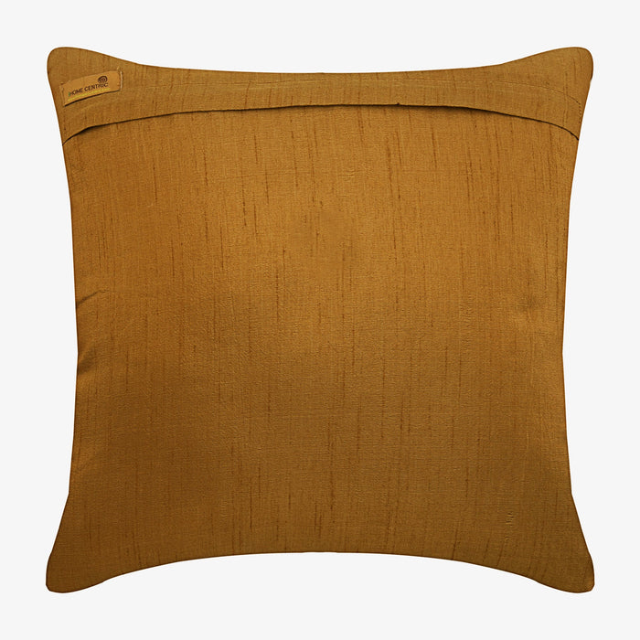 Gold Round Leaves - Gold Silk Throw Pillow Cover