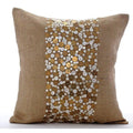 Gold Silver Sands - Beige Burlap Decorative Euro Sham