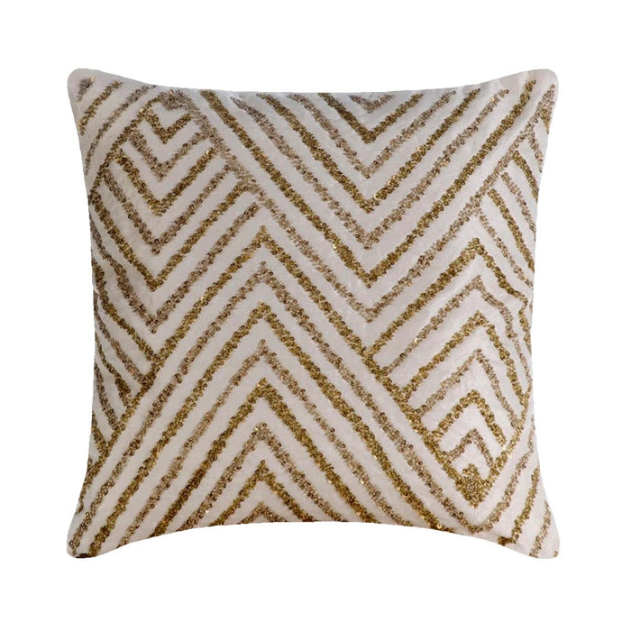 Gold Silver Tinsel - Ivory Cotton Linen Decorative Euro Sham